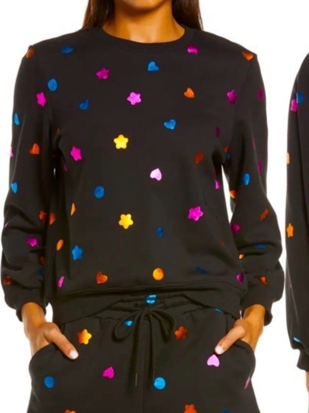 NWT ban.do You’re a Gem Black Sweatshirt with metallic foil shapes size M